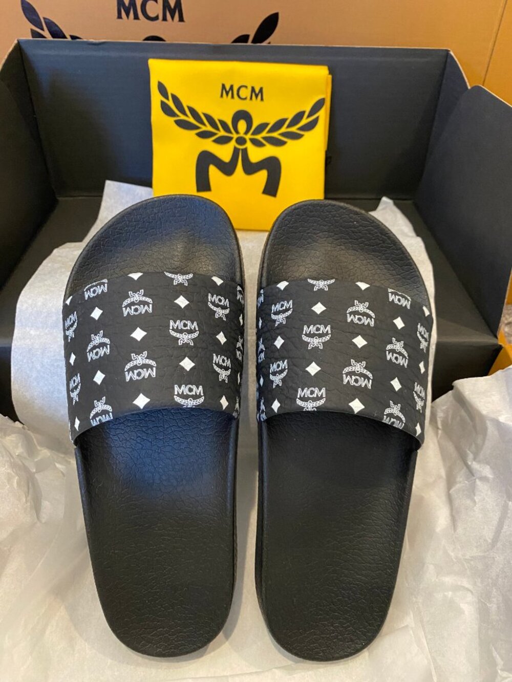 Monogram Print Rubber Slides - Picture 3 of 9